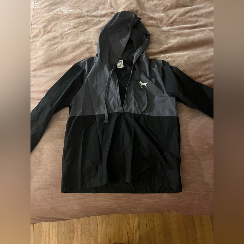 Victoria’s Secret PINK Gray and Black Hooded Windbreaker